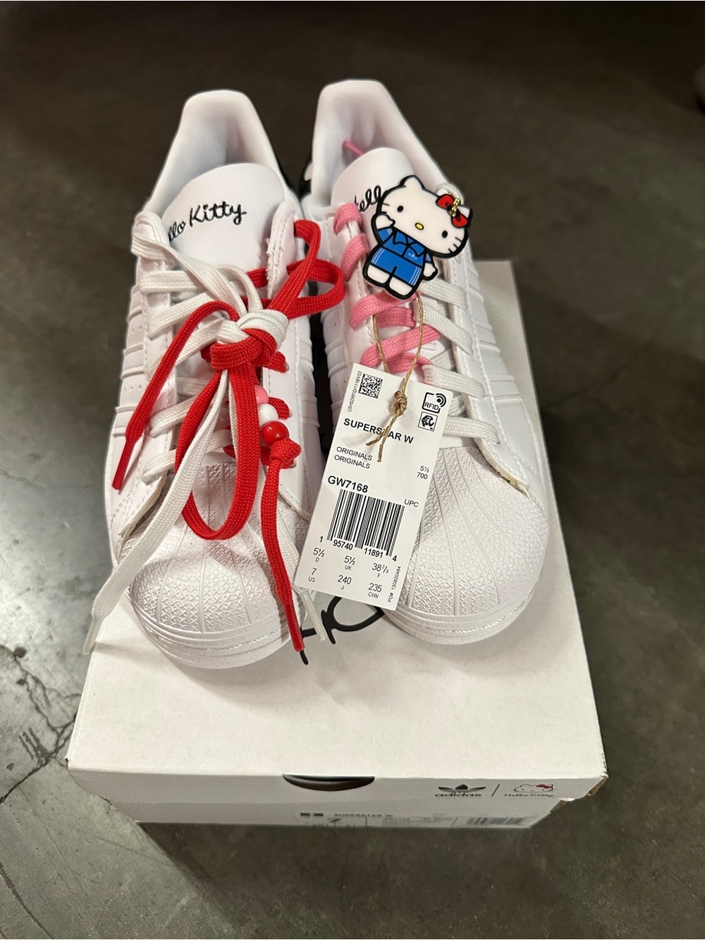 NWB: Adidas x Hello Kitty Superstar Sneakers WMS size 7